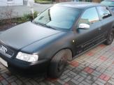 Foliendesign Barnim Vollverklebung Audi A3 schwarz matt + Werbung